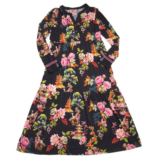 NWT Johnny Was Janie Favorite Long Sleeve Tiered Henley Stretch Jersey Dress M - Picture 2 of 8